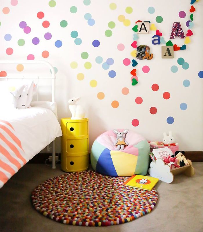 Colorul confetti-style polka dot wall decals for child’s bedroom