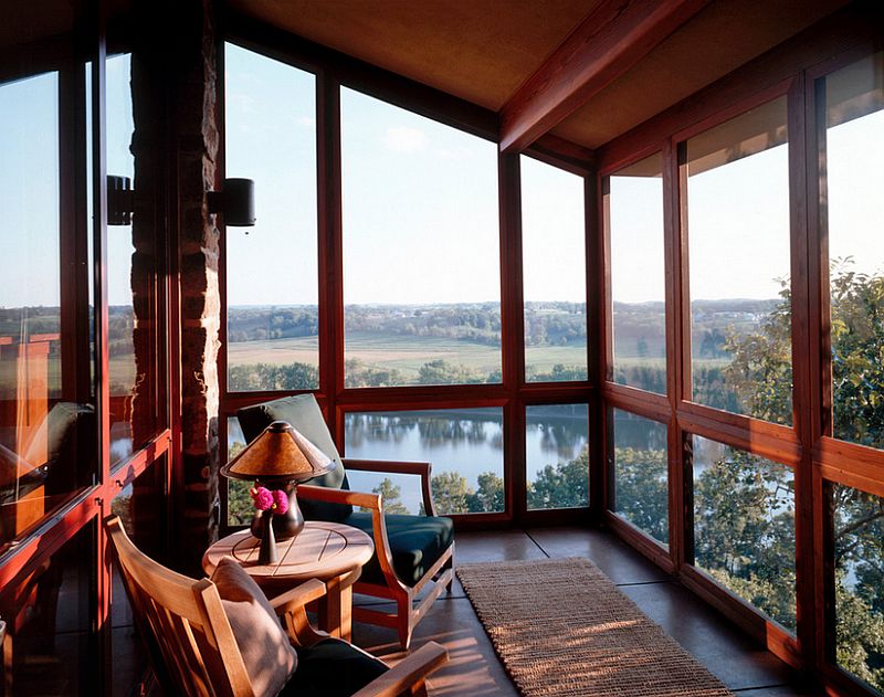Sunroom of the St Louis River House offers mesmerizing views of the landscape around