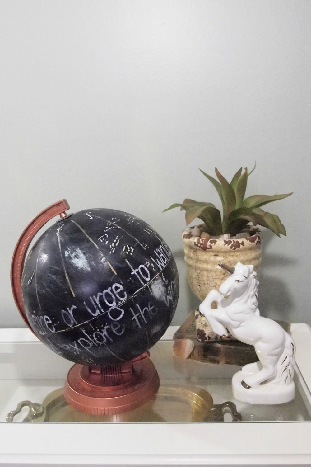 Finished painted globe used as a decorative
