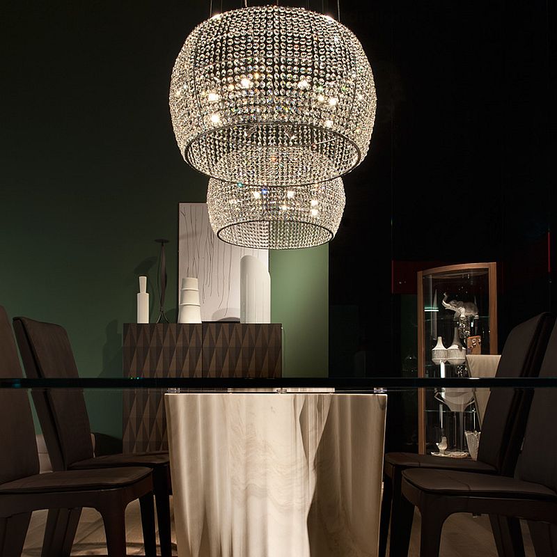 Dome design of the chandelier similar to the iconic Caboche chandelier
