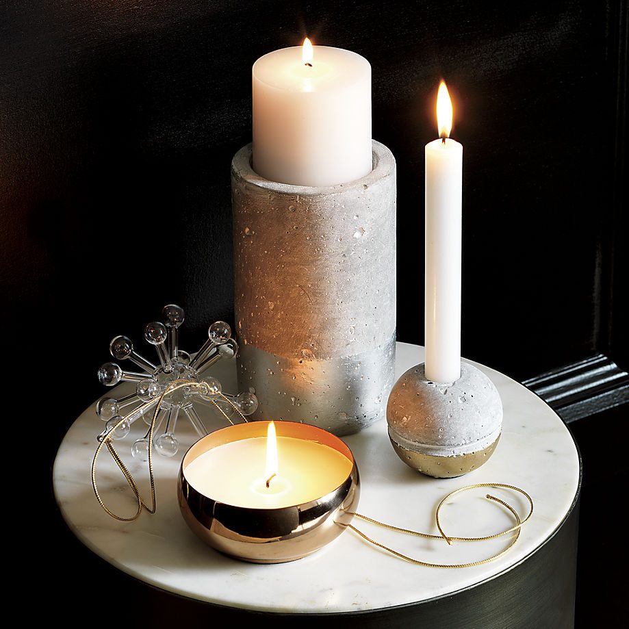 Holiday decor in marble, concrete and brass