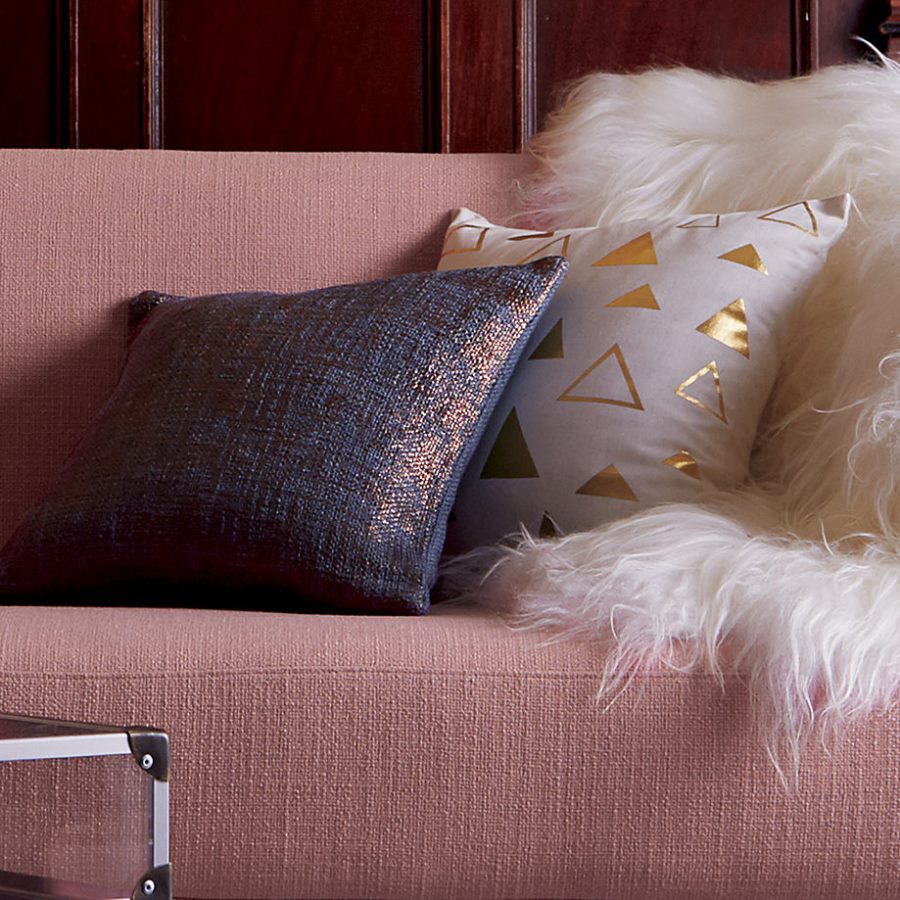 Pink couch and pillows from CB2
