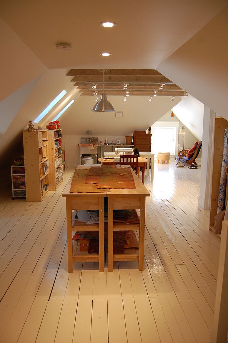 Attic space turned into an artist’s studio and a playroom for kids