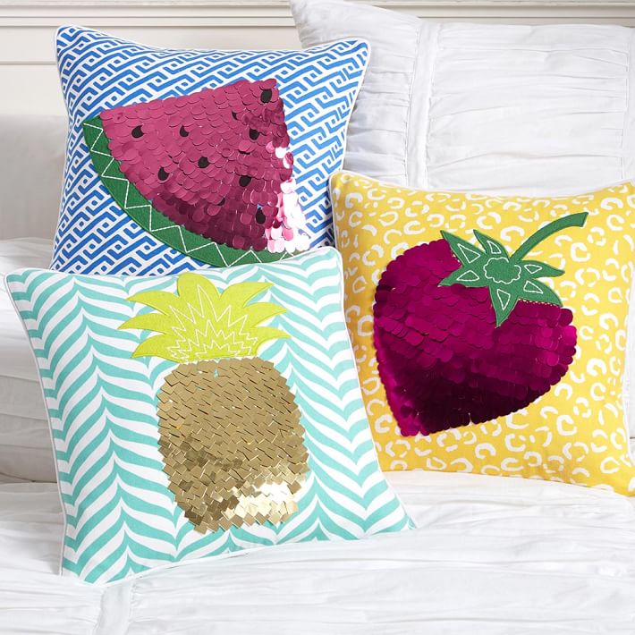 Fruit-themed pillow covers from PB Teen