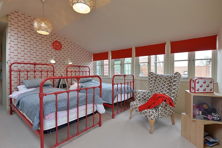 Custom decor and wallpaper usher in a cheerful vibe