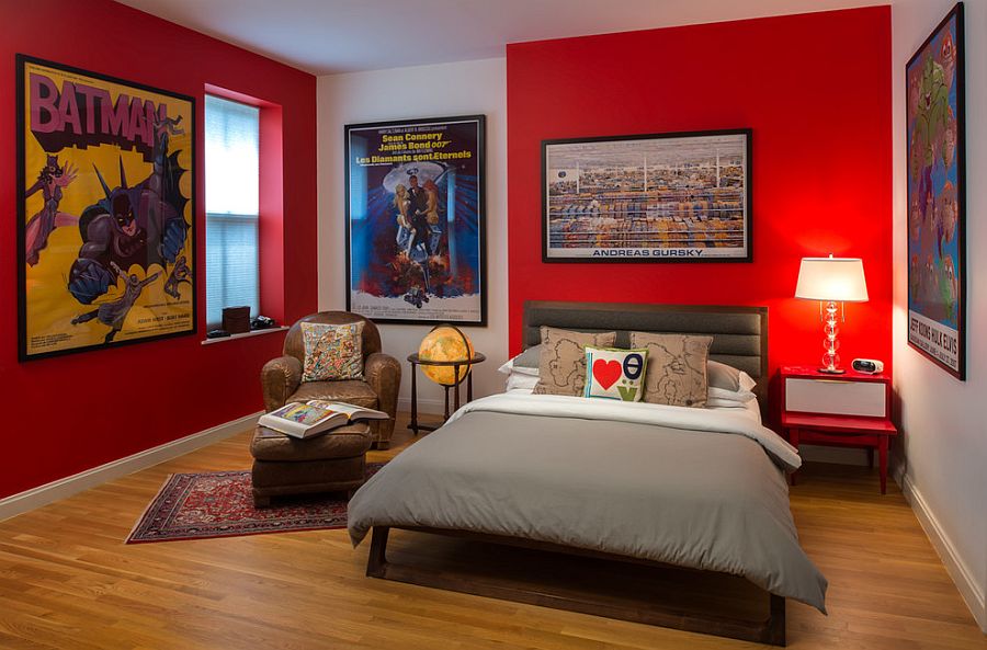 Superhero bedroom with framed posters is perfect for kids and teens