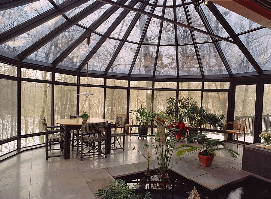 Awesome views and indoor feature steal teh show in this expansive Asian sunroom