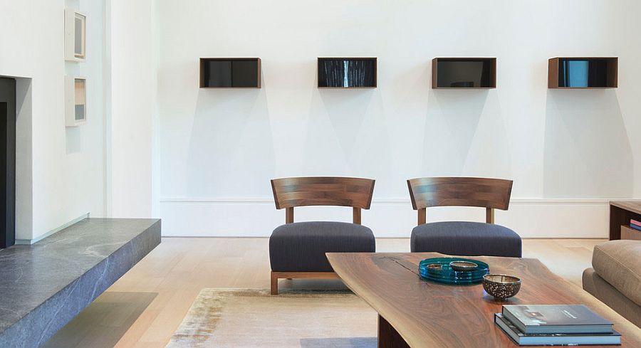 Decor and accessories in the living space are kept contemporary and minimal