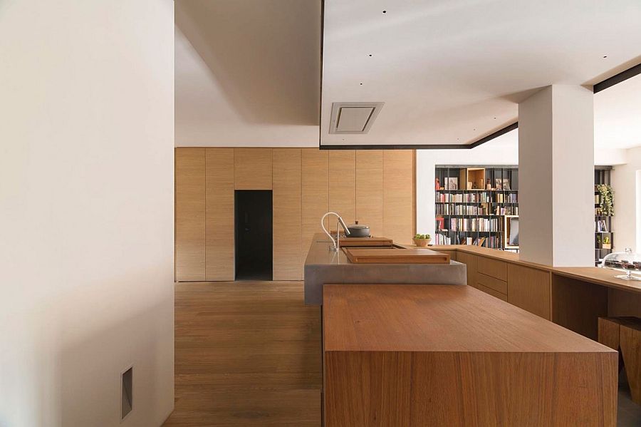 Stainless steel and wood kitchen island