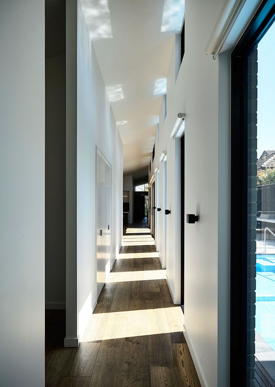 Long corridor next to the courtyard brings in ample natural light