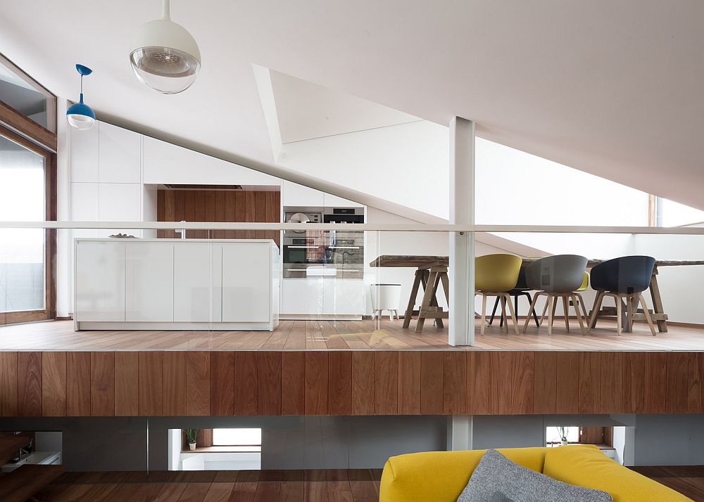 Split-level above the ground contains the open plan living area