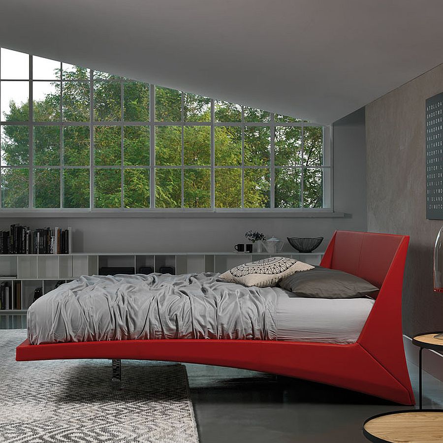 Gorgeous Dylan bed in red seems to float effortlessly