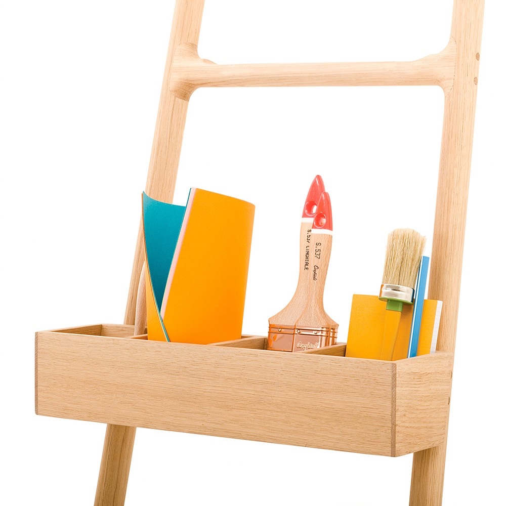 The Tilt Holder, designed by SmithMatthias, for the Tilt Ladder. Just make sure those paintbrushes are clean before storing! Image © 2016 Discipline.