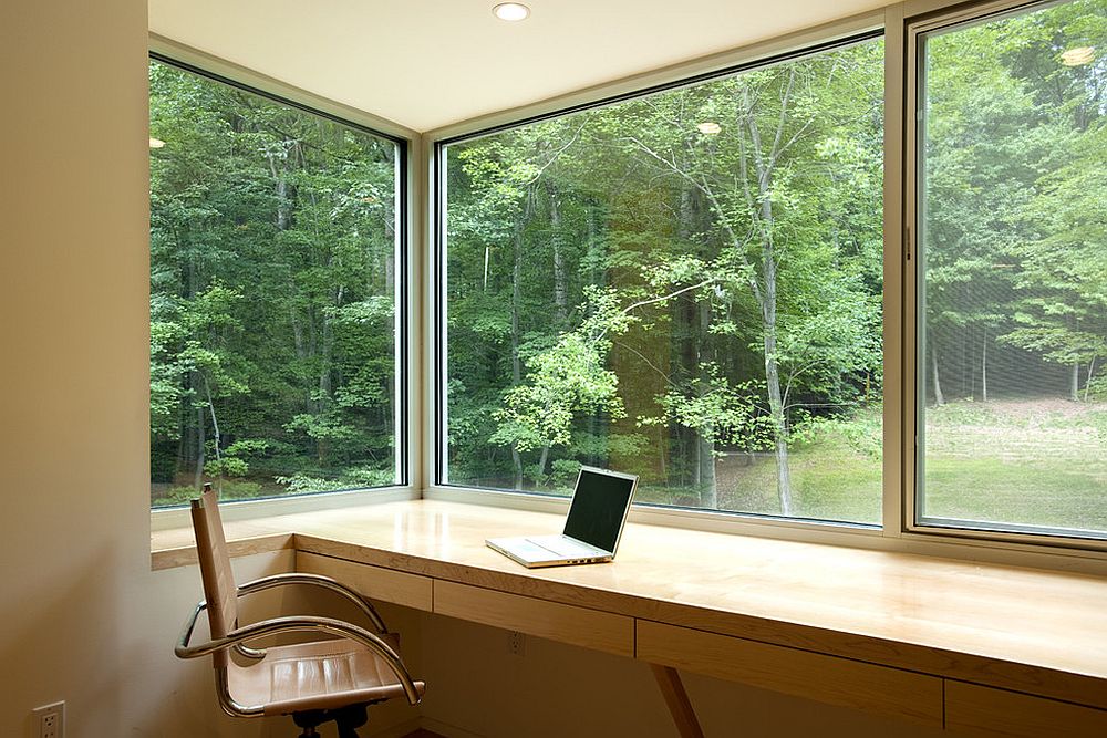 Greenery outside becomes a part of the home office