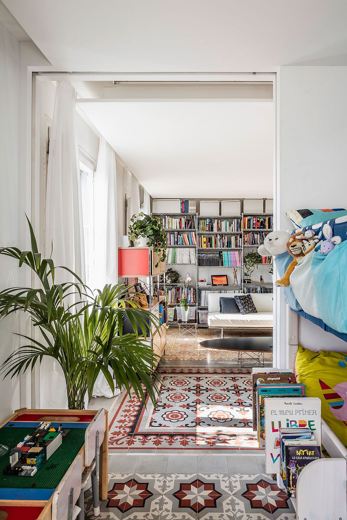Bookshelf adds color and character to the living area