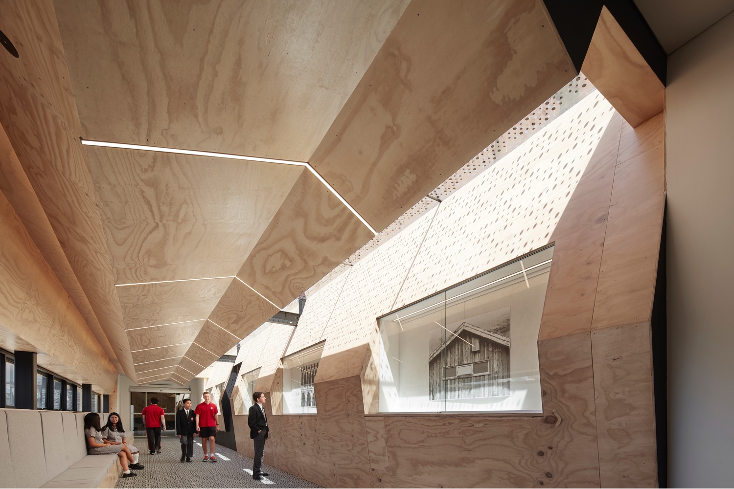 Interior of the “Flyover Gallery” at Caroline Chisholm College in Braybrook, Victoria, Australia.