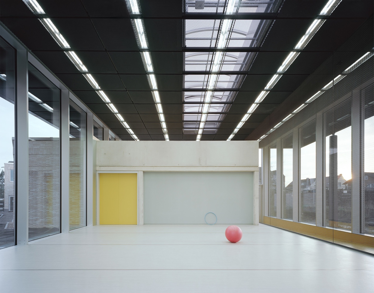 Interior space at Kindergarten Kunterbunt. Designed by Ecker Architected, it is located in the German town of Babenhausen.