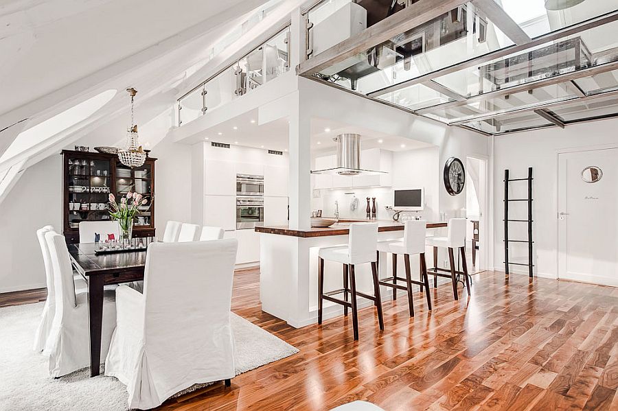 Glass floor brings in ventilation from the top level