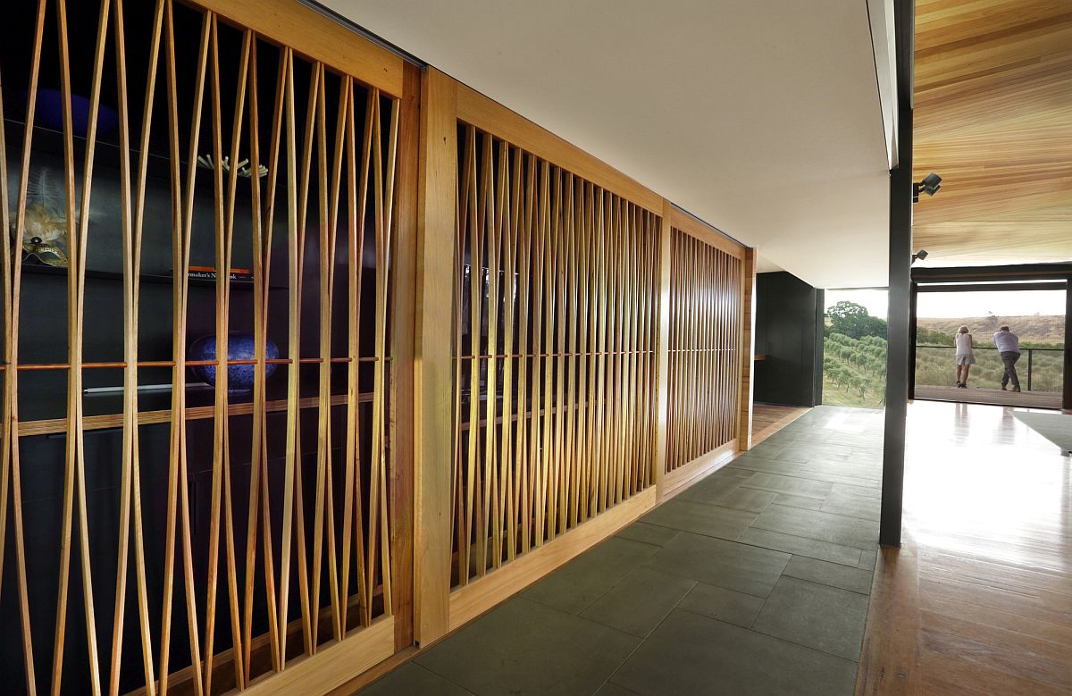 Timber framework adds textural beauty to the interior