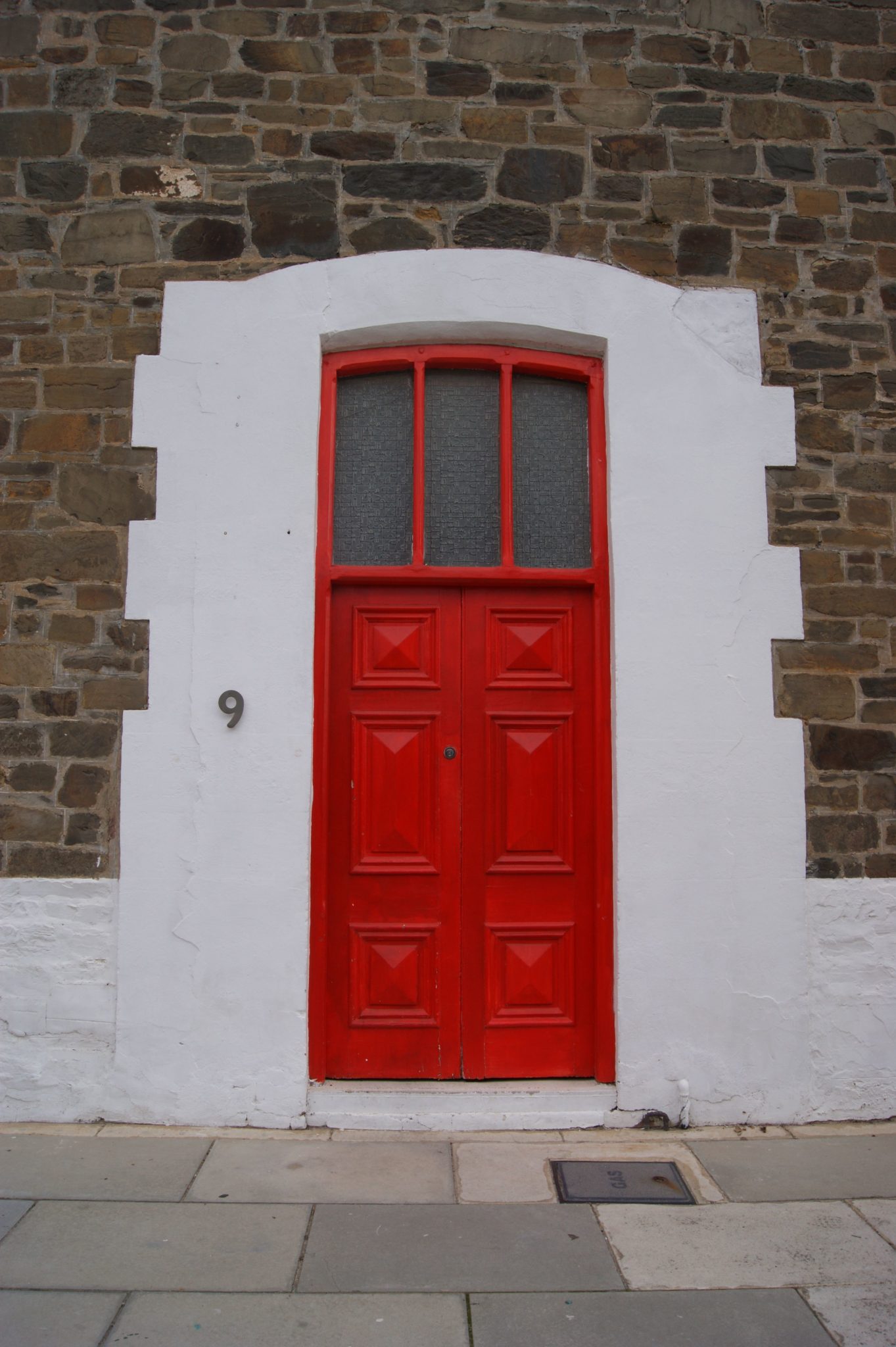 Red doors with an antique exterior