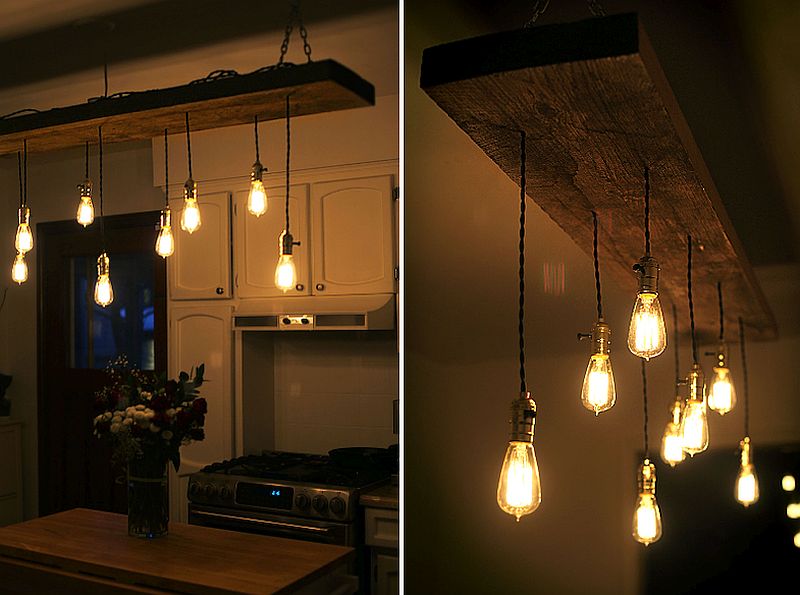 Modern DIY Edison bulb chandelier