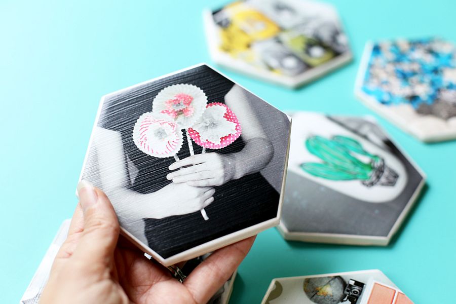 Custom and cool Hexagon Photo Coasters