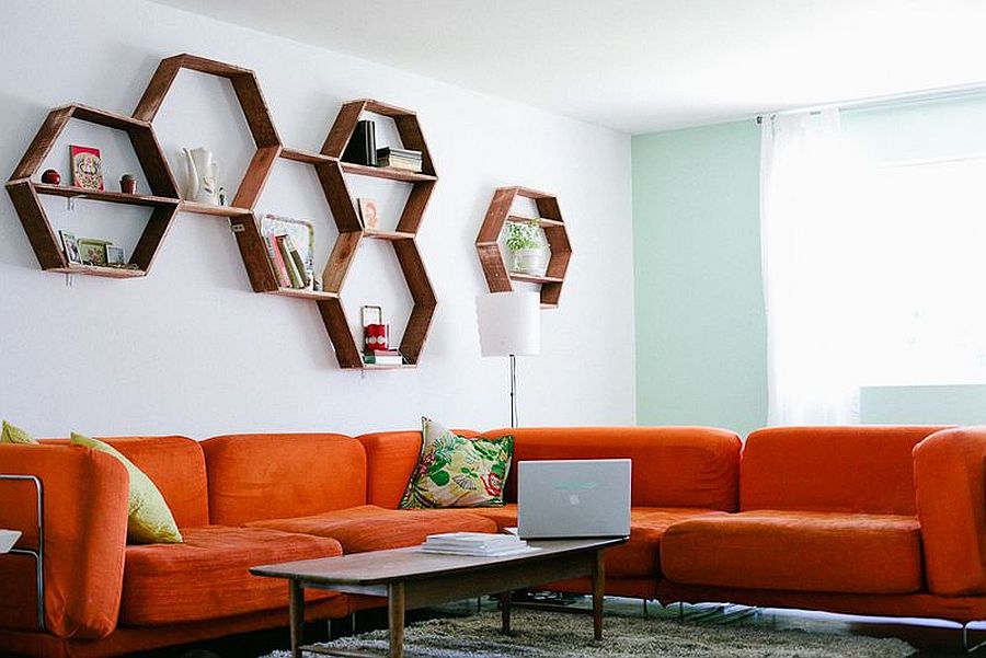 DIY Honeycomb wooden shelves