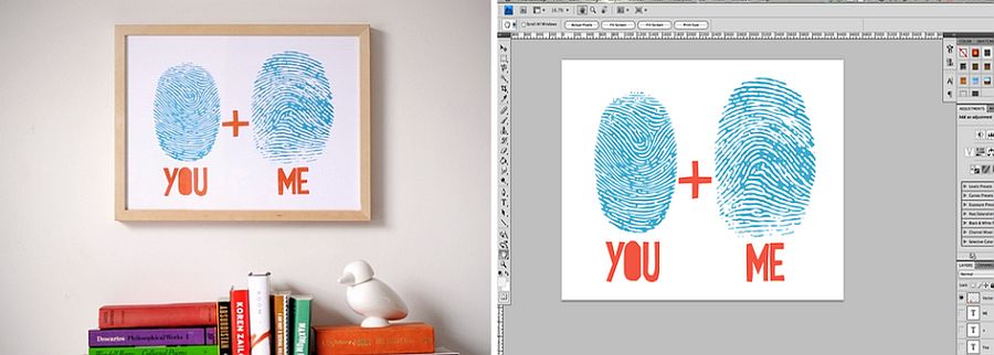 DIY fingerprint custom artwork as Valentine’s Day gift