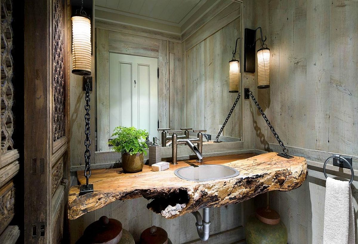 Slab of wood turned into a stunning vanity