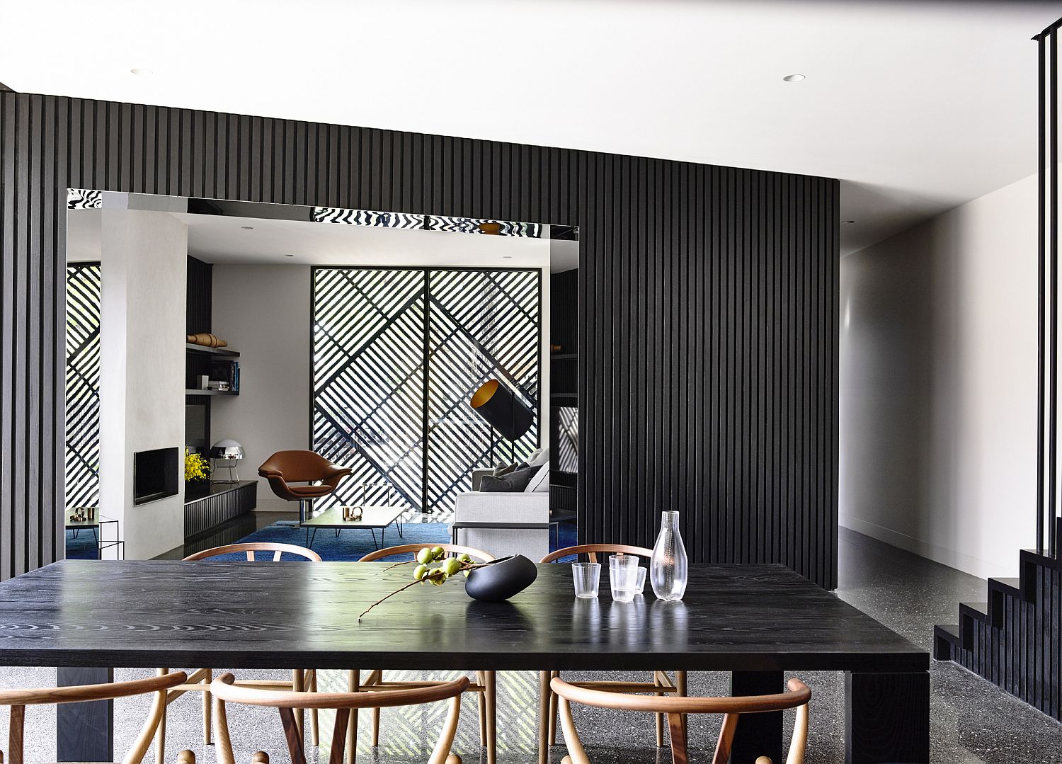 Lovely use of black to create contrast inside the suburban Melbourne home