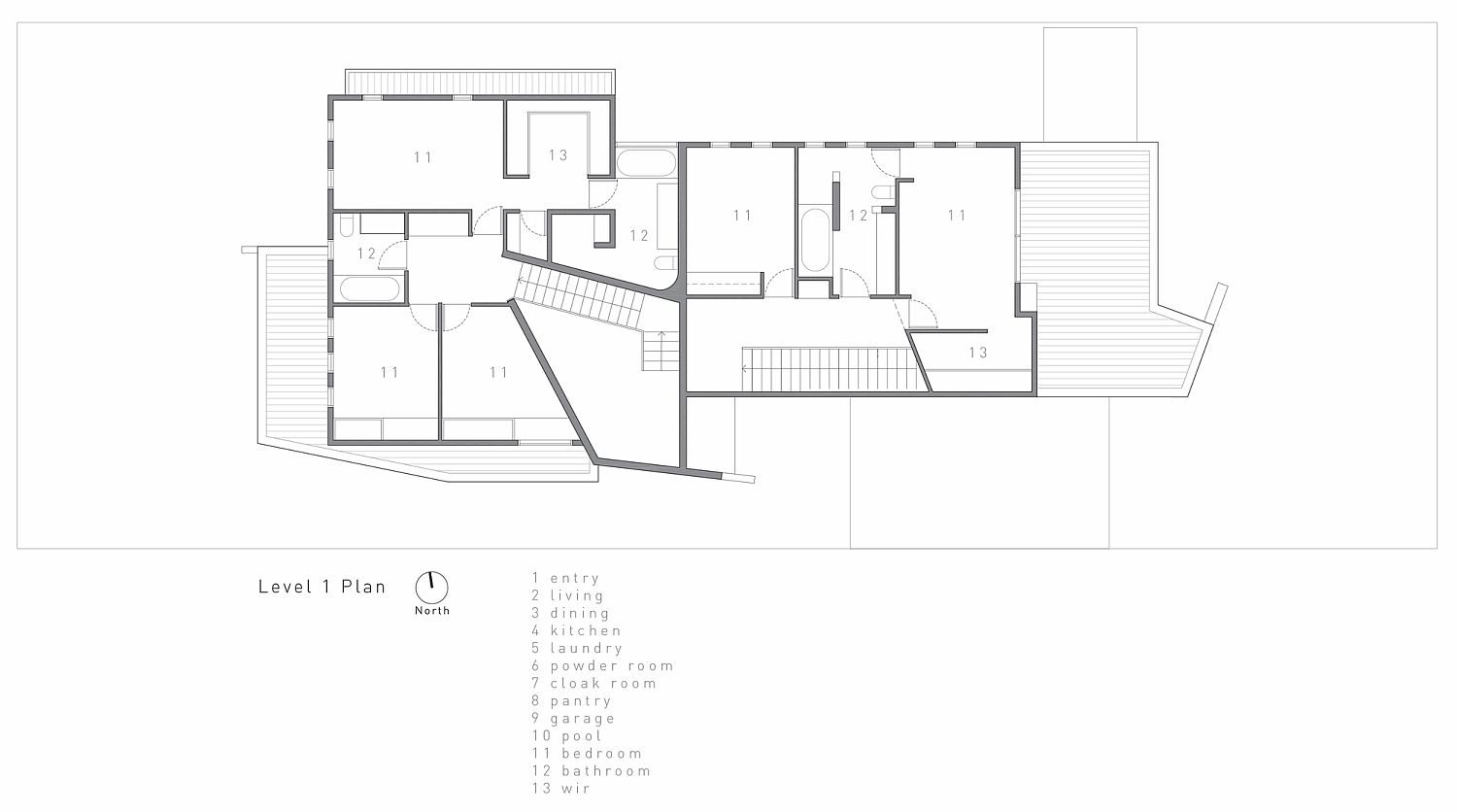 Upper level floor plan of the house