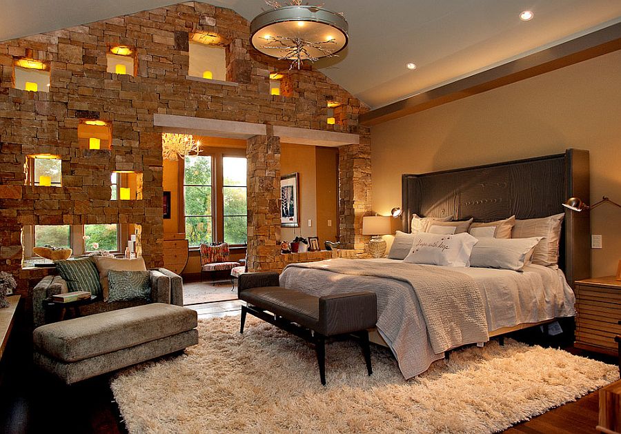 Delightful stone walls with small niches for lighting