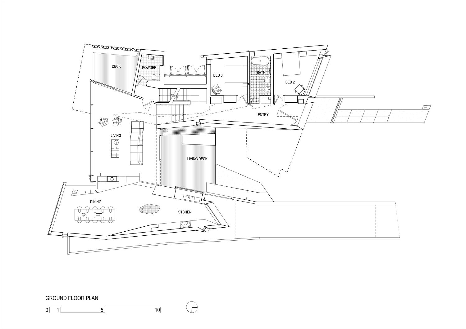 Ground floor plan of the gorgeous beach house
