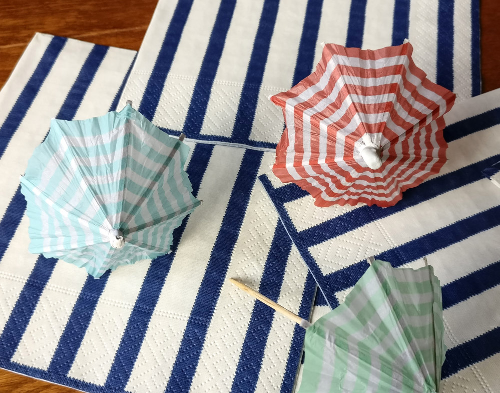 Striped drink umbrellas