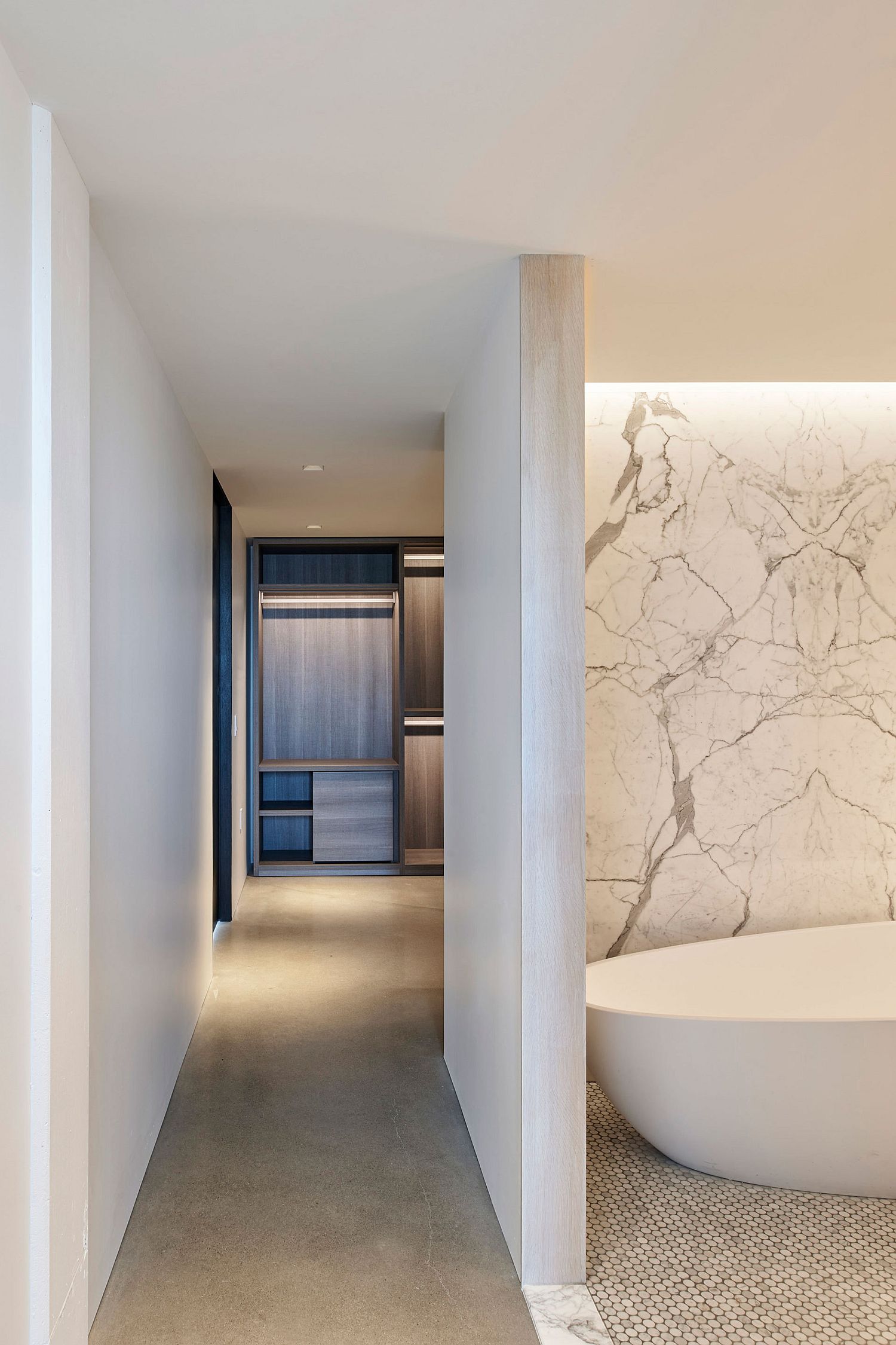 Light and dark tones transition beautifully inside the apartment