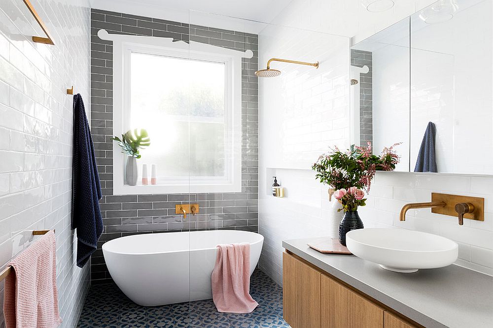 Dashing use of gray accent wall in a classy fashion