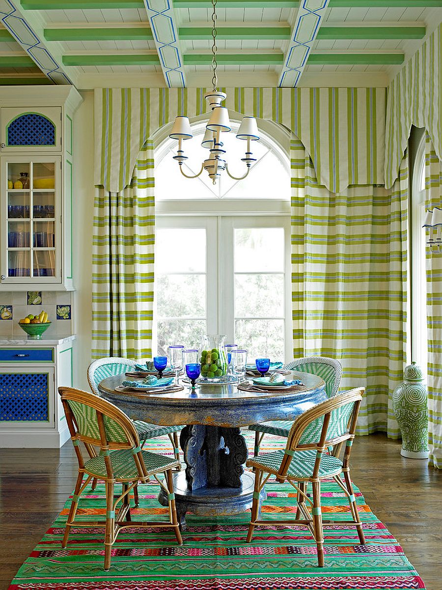 Striped green beauty for the Mediterranean style dining room