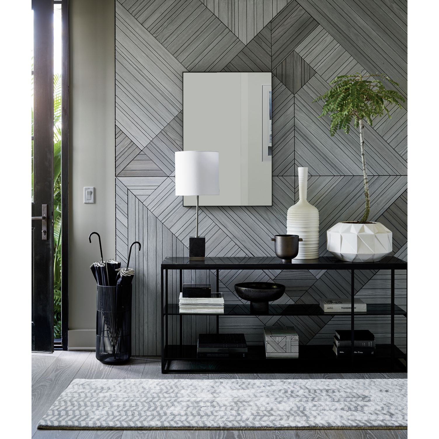 Slick black media console
