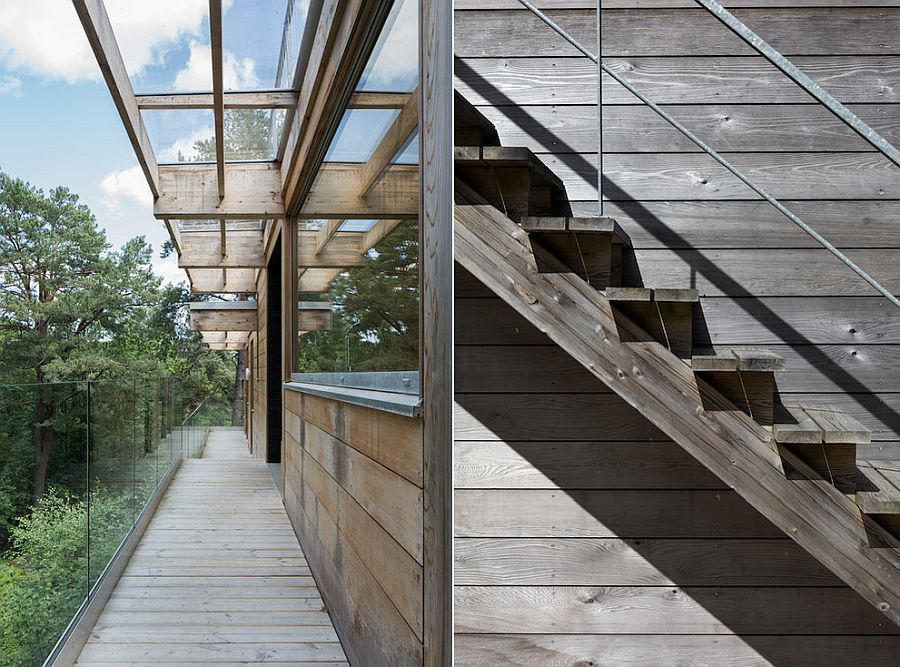 Wood and glass create a modern cottage that is warm and inviting