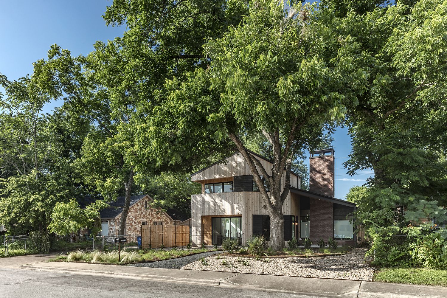 Street facade of the Hewn House in Austin