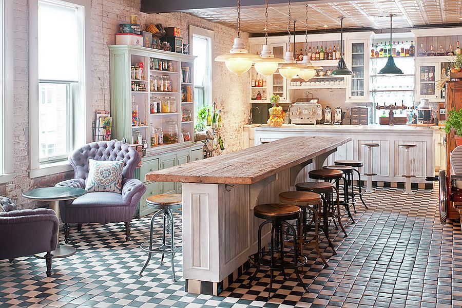 This stylish shabby chic kitchen is full of color and personality!