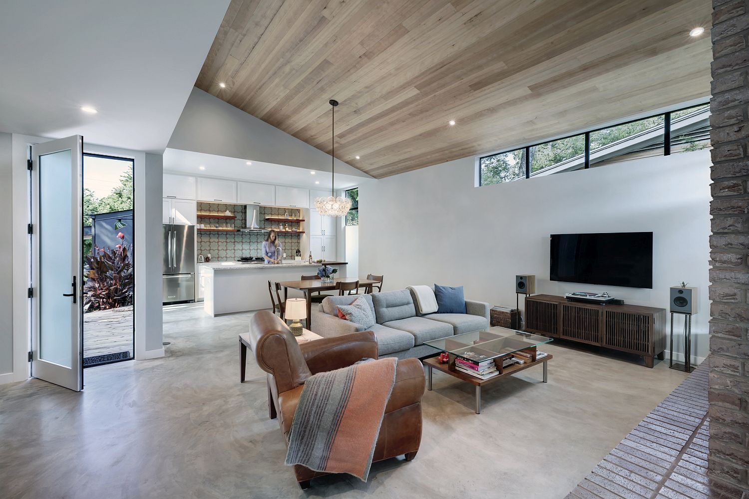 View of the kitchen from the open living area