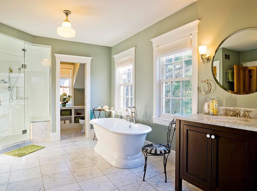 Combining green with the spa-inspired look in the bathroom
