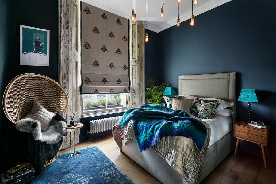 Dashing bedroom in blue feels sophisticated and fun