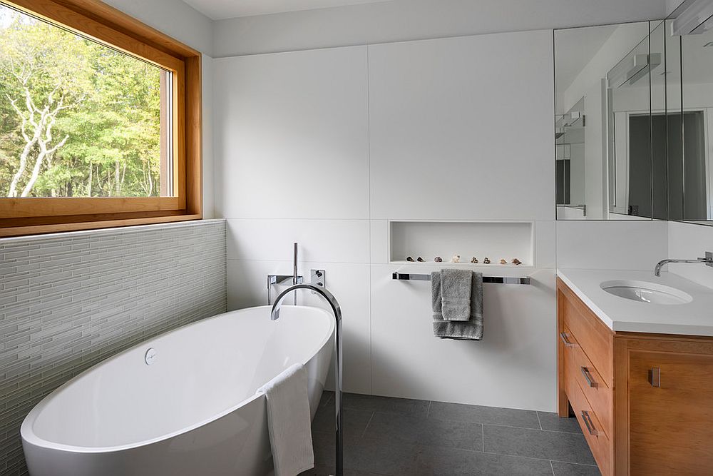 Even the small bathroom can feel luxurious with the spa-inspired look