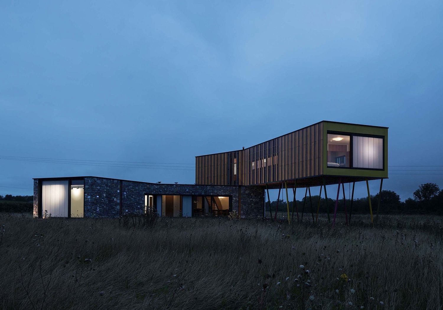 View of the Meadow Dance House after sunset