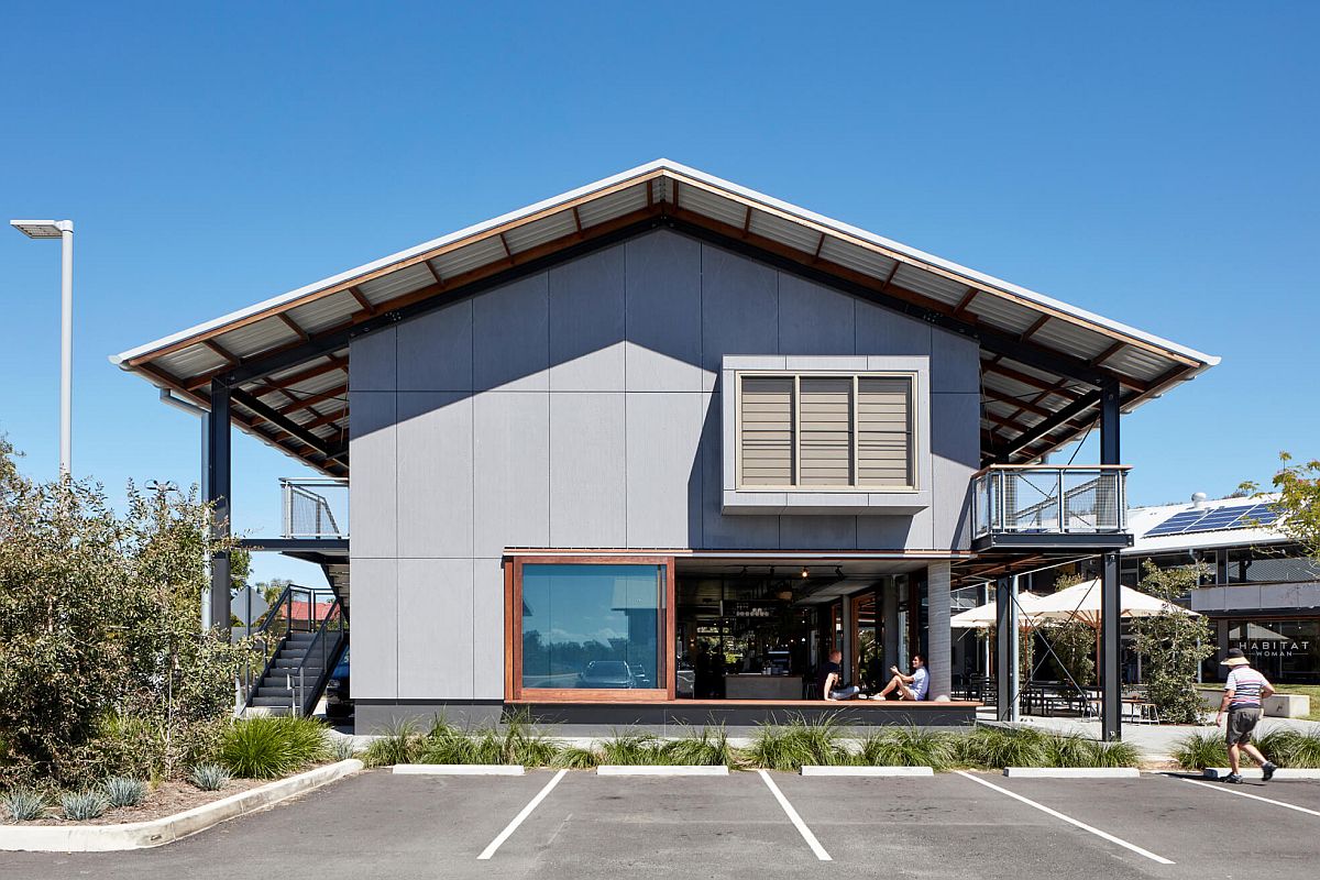 Raw Concrete Beauty Coupled with Earthen Green Charm Inside Elegant Aussie Restaurant