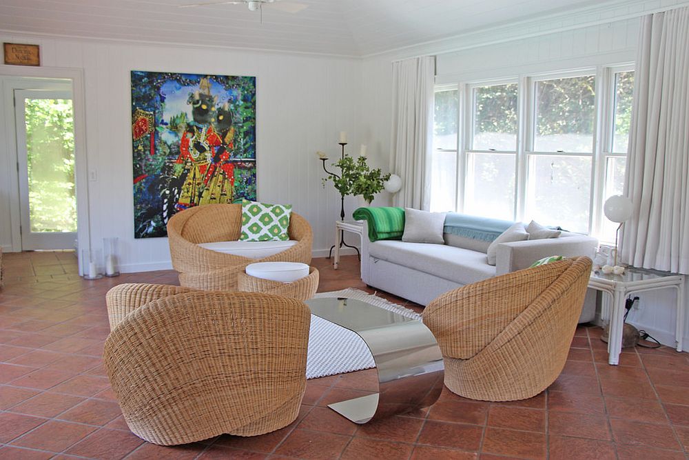 living room with terracotta flooring