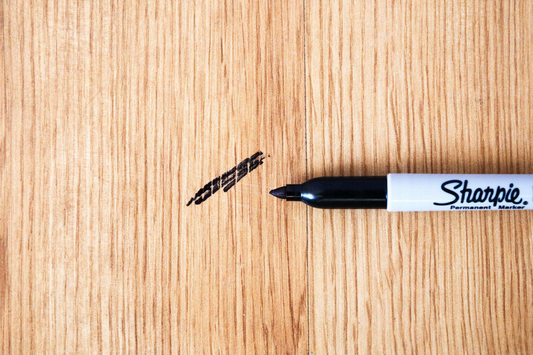 permanent marker on wood